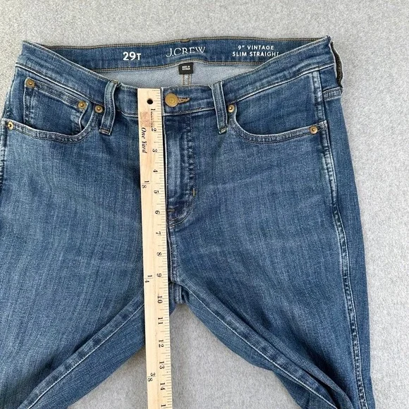 J. Crew 9" Womens Jeans 29T Slim Straight Vintage Blue Mid Wash Denim - Picture 7 of 10